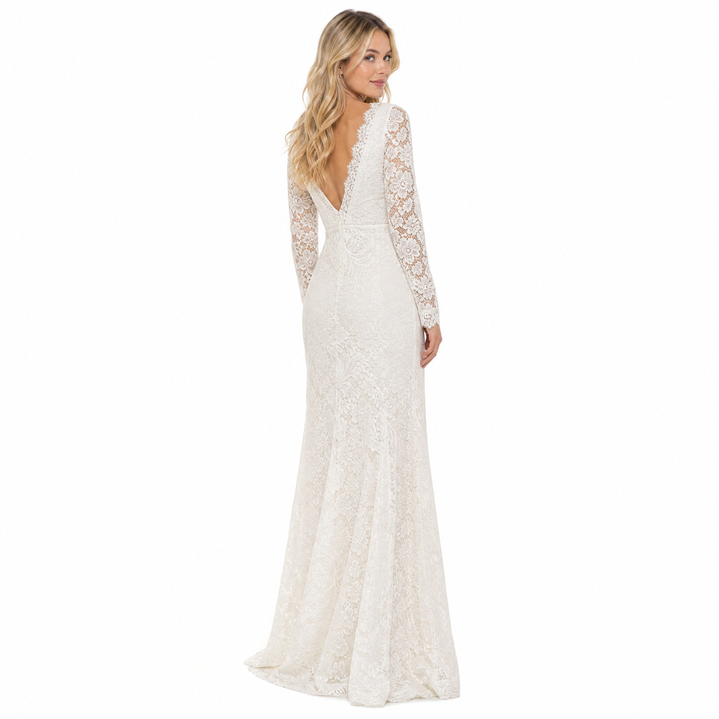 Ivory Lace Maxi back view