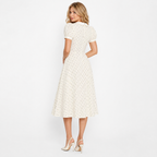 Cream Polka Dot Peter Pan Midi back view