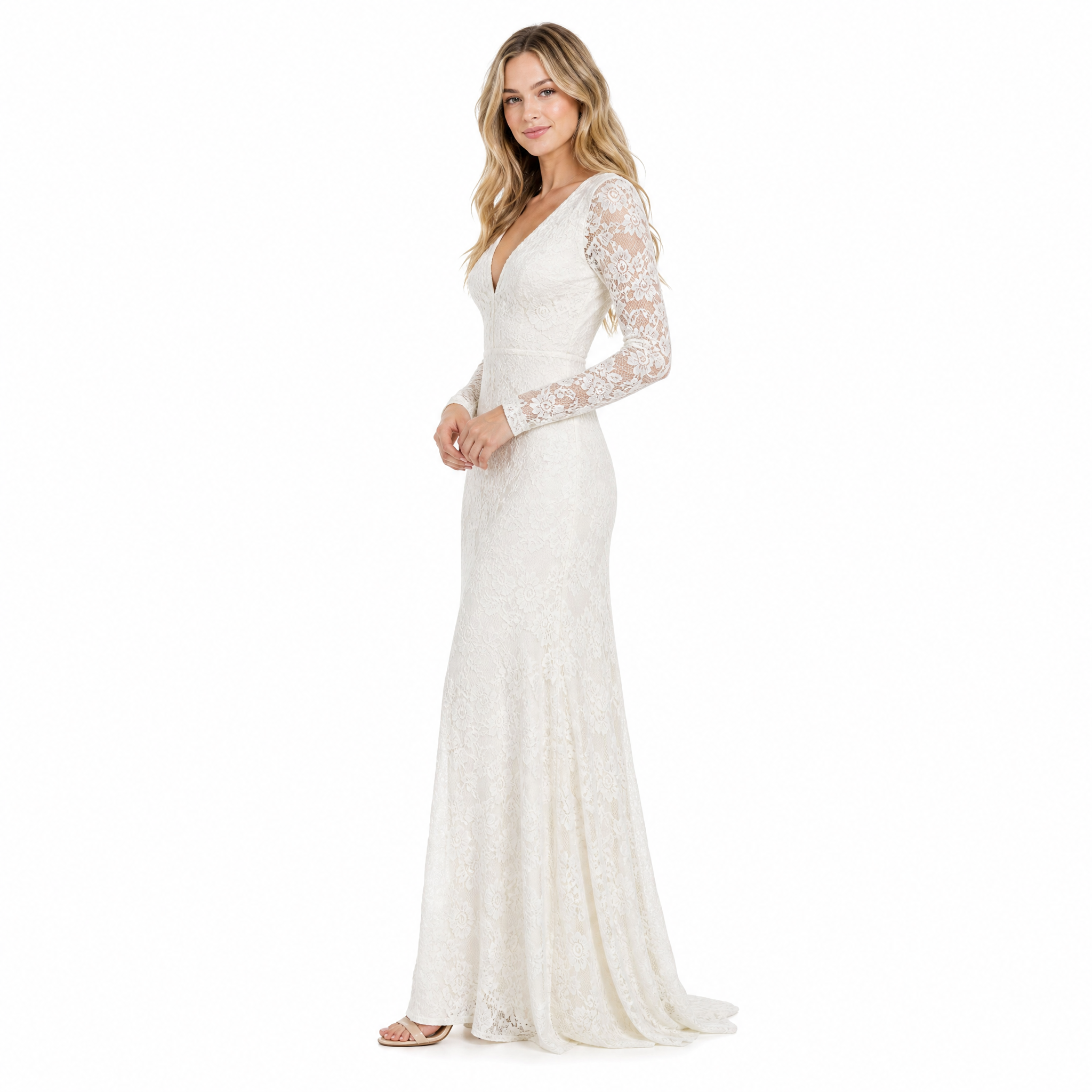 Ivory Lace Maxi side view