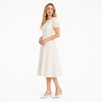 Cream Polka Dot Peter Pan Midi side view