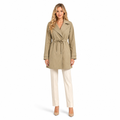 Khaki lapel lace-up short trench coat front