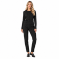Black print-stitching two-piece set front