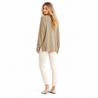 Khaki V-neck loose-knit cardigan back