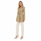 Khaki lapel lace-up short trench coat side