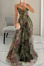Women's Chiffon Maxi Dress V-Neck