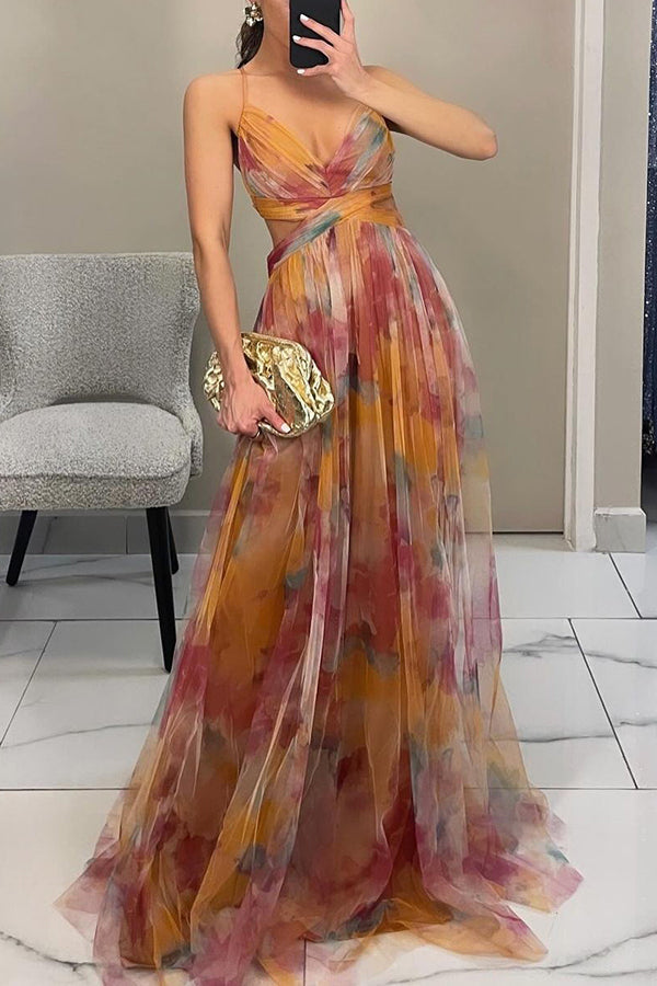 Women's Chiffon Maxi Dress V-Neck