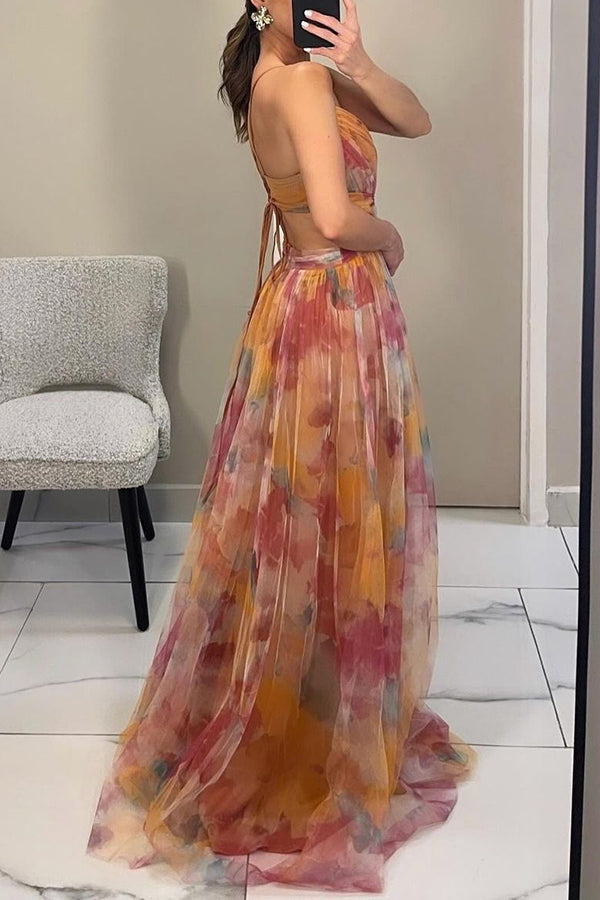 Women's Chiffon Maxi Dress V-Neck