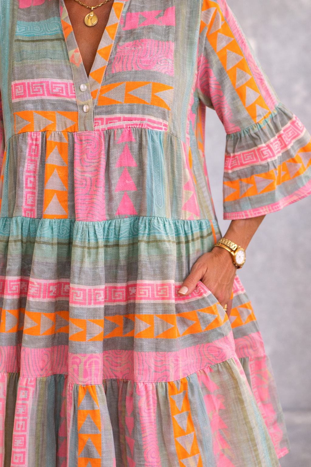 Women's Geometric Midi Dress
