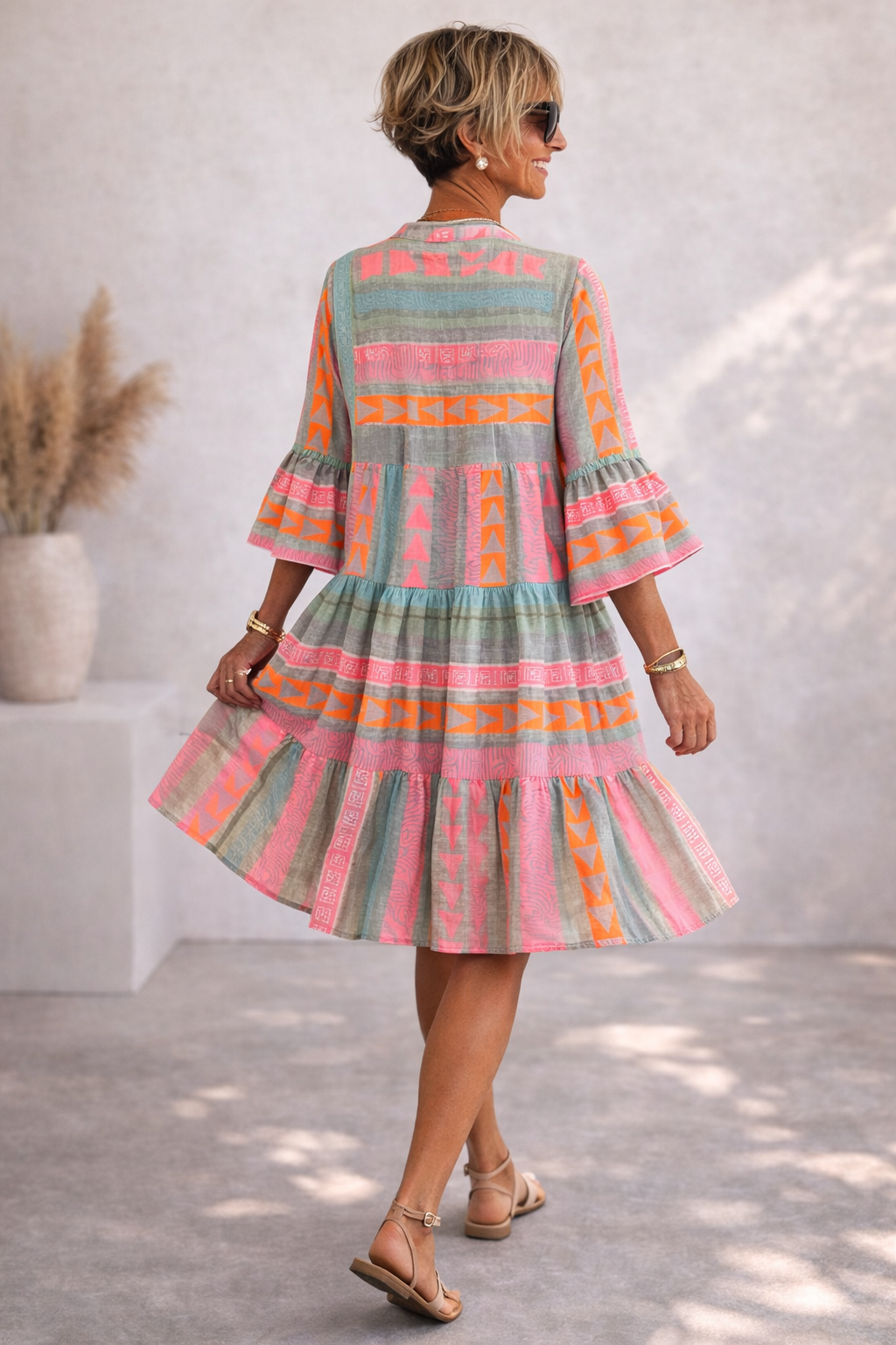 Women's Geometric Midi Dress