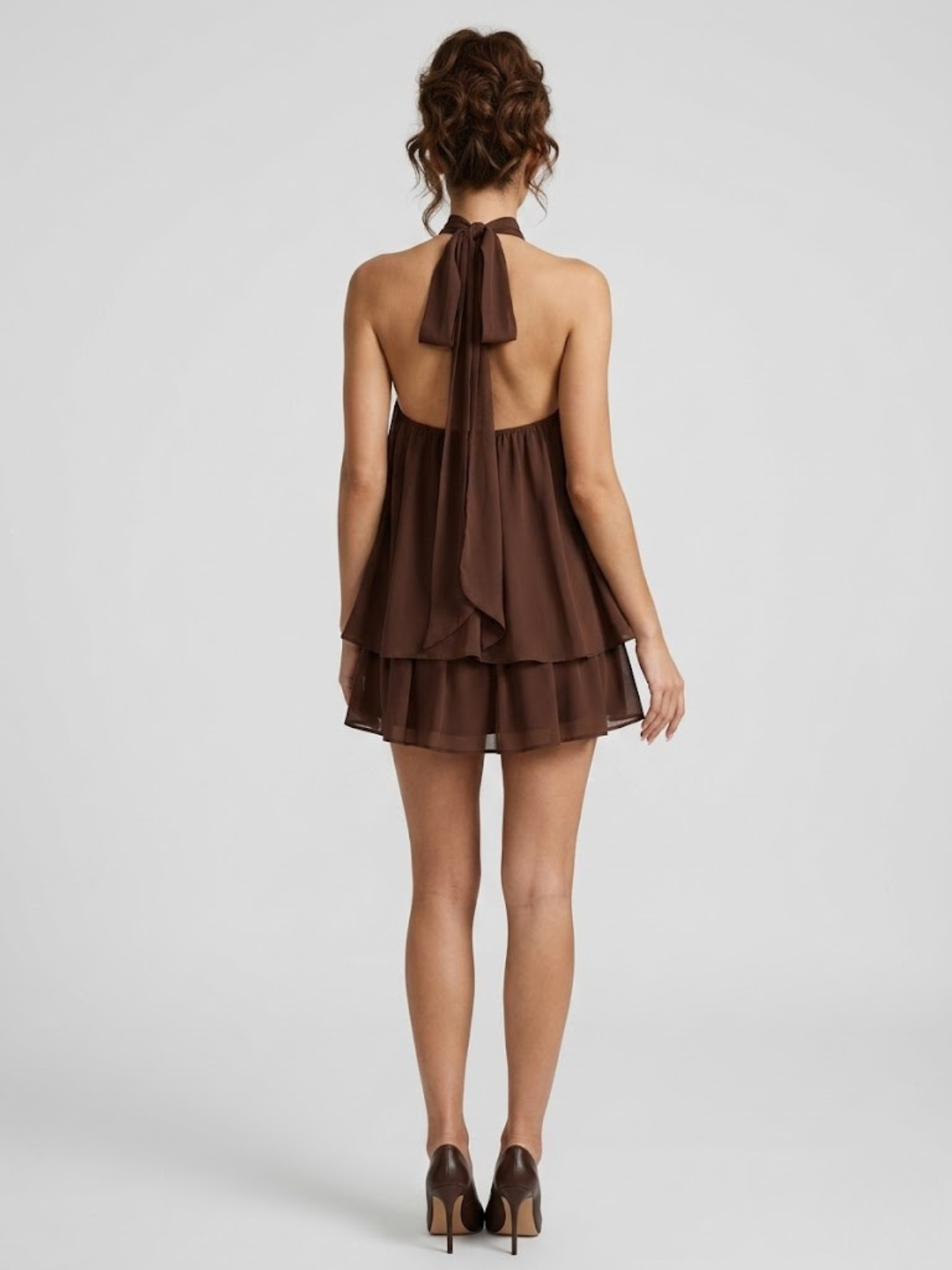 Women's Halter Neck Dress Tiered Ruffle