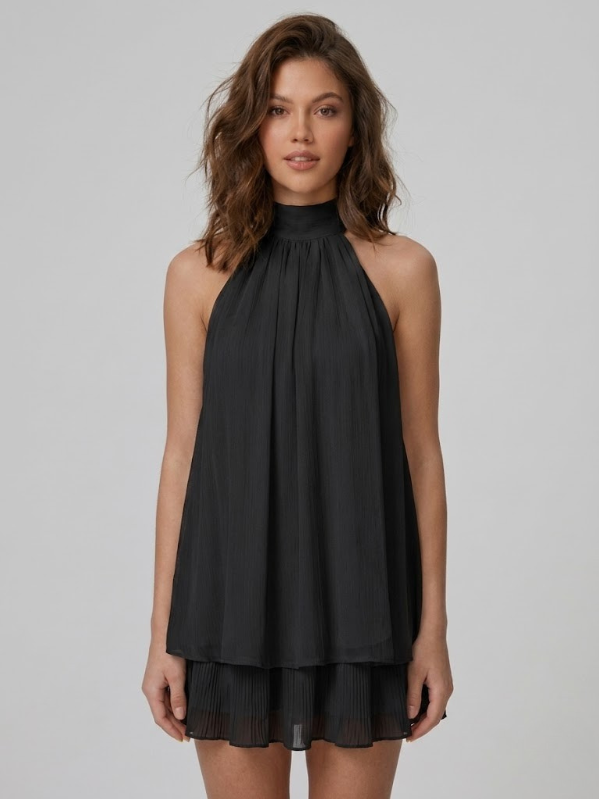 Women's Halter Neck Dress Tiered Ruffle