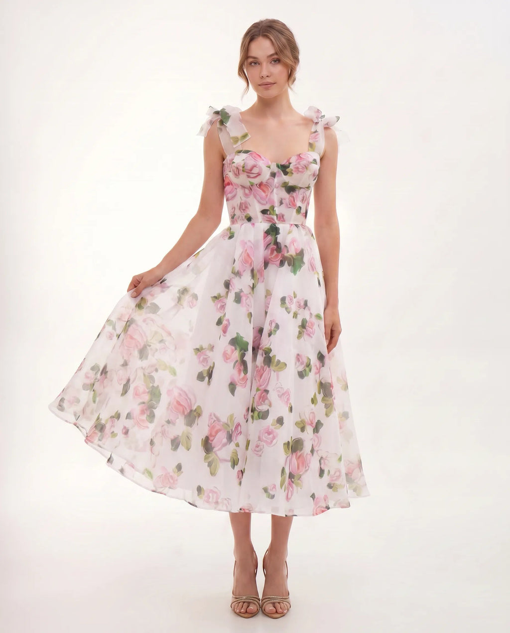 Women's Midi Dress Tie Shoulder