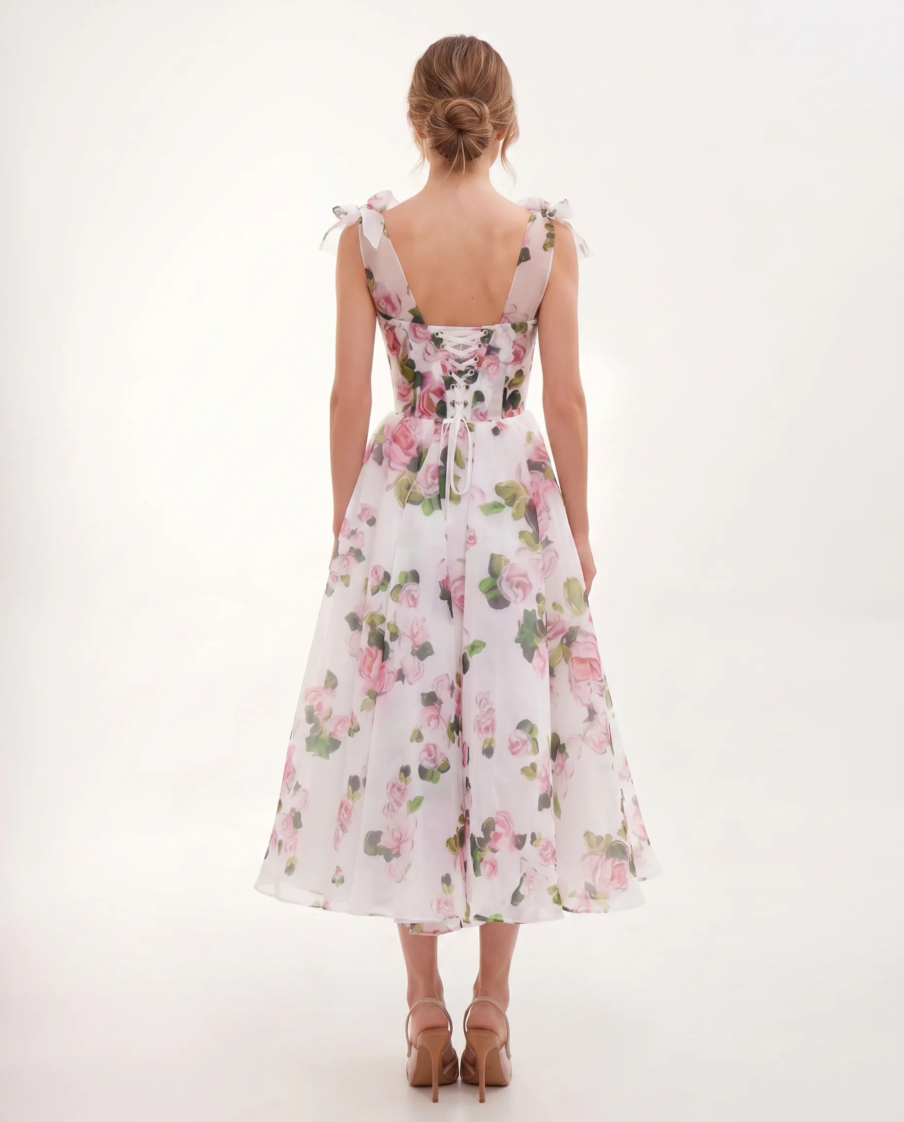 Women's Midi Dress Tie Shoulder