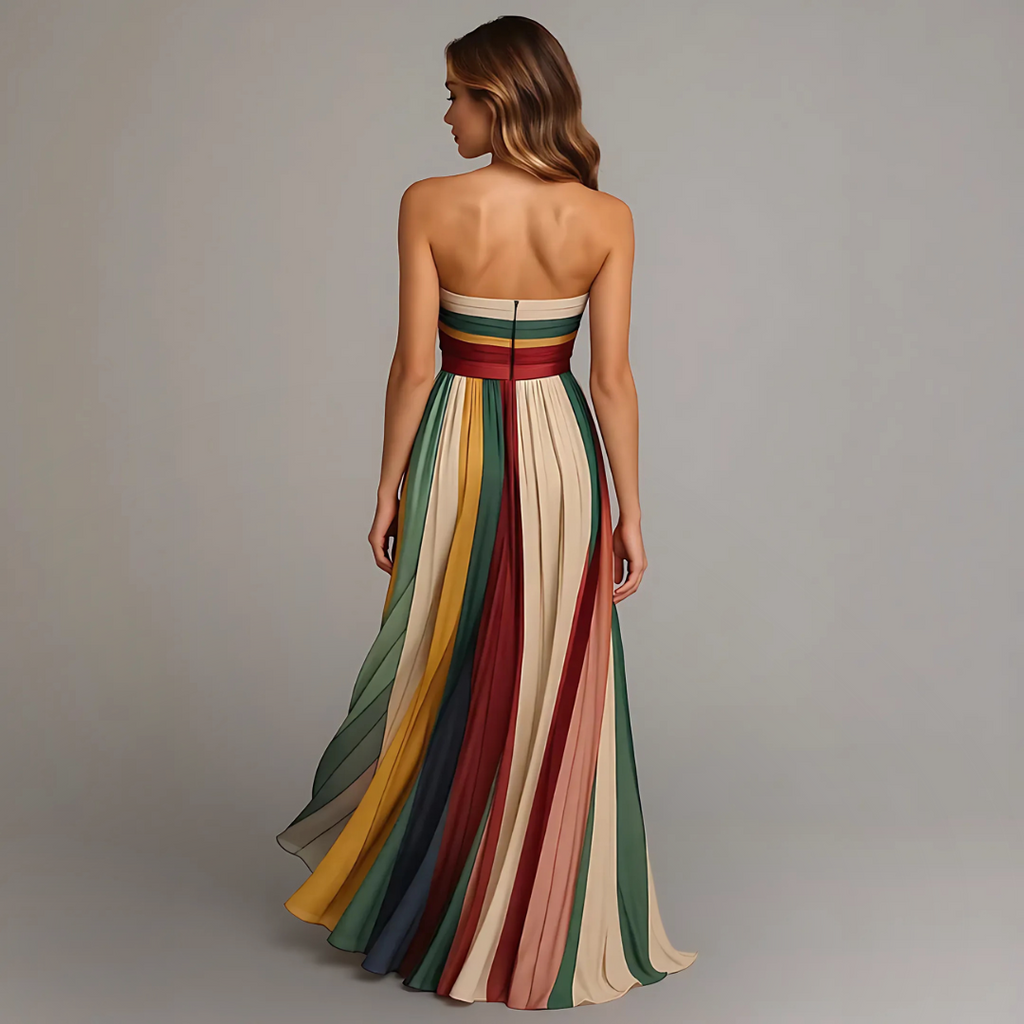 Women's Striped Strapless Maxi Dress