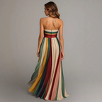 Women's Striped Strapless Maxi Dress